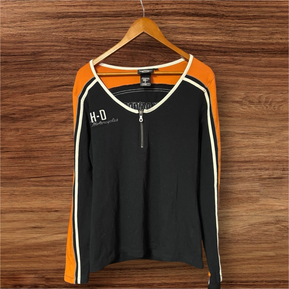 Old School Harley-Davidson Women’s Embroidered Quarter Zip Long Sleeve Top